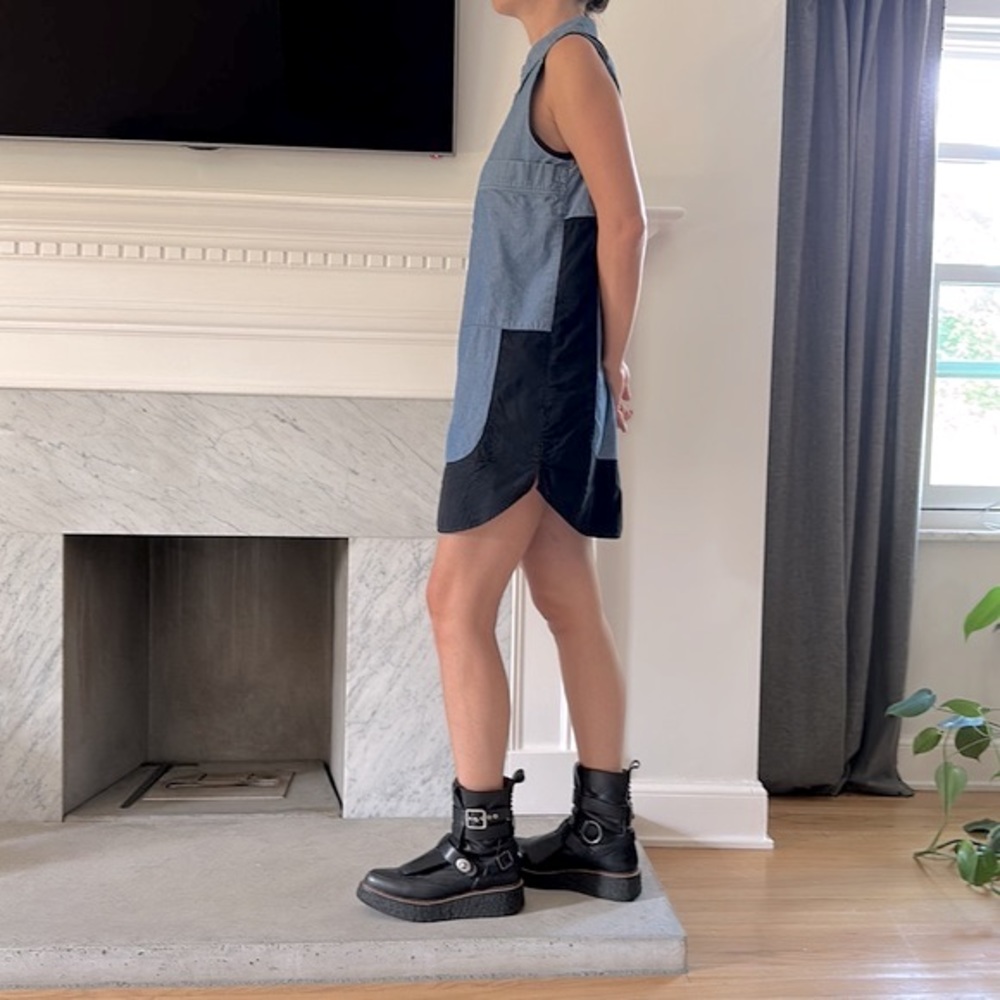 Proenza Schouler dress, size 8, 100% cotton, denim blue and black - Picture 2 of 7